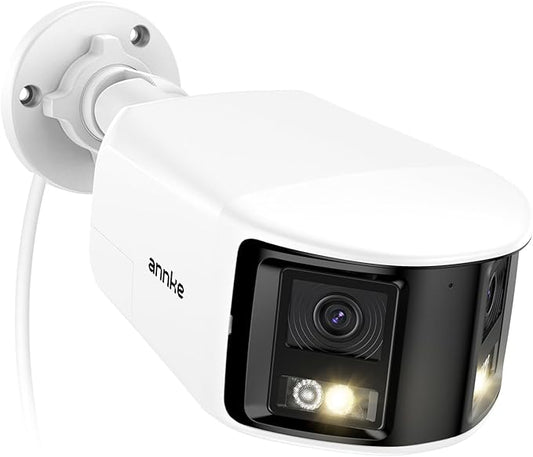 ANNKE FCD800 4K 8MP Dual Lens PoE Security Camera, 180°Panoramic View, Smart Dual Light Color Night Vision, Two-Way Audio, Light&Sound Alarm, AI Human/Vehicle Motion Detection, IP67 Weatherproof