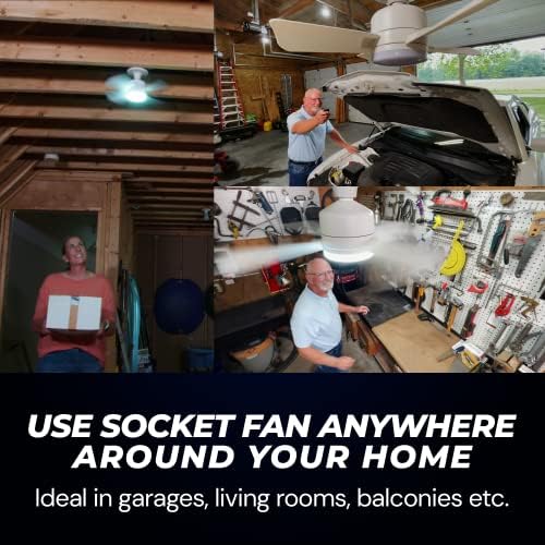 Bell+Howell Socket Breeze Light 5-Speed Deluxe LED – Ceiling Fans with Lights and Remote Control – For Bedroom, Kitchen, Living Room,1000 Lumens / 5000 Kelvins As Seen On TV (Pack of 2)