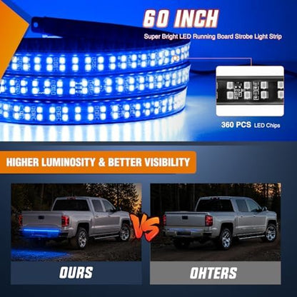 Nilight 60 Inch 360 LED Tailgate Strobe Light Strip Blue