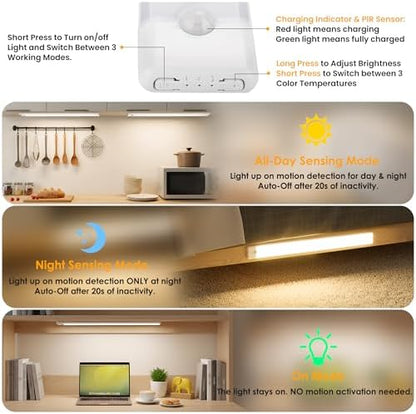 5-Pack Motion Sensor Under Cabinet Light, 3CCT, 15.7 inch