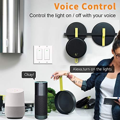 Smart Switch, WiFi Smart Light Switch Compatible with Amazon Alexa and Google Home, Neutral Wire Needed, with Remote Control, Timing Schedule, No hub Required MK36 (1Pack)