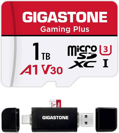 【for Switch 1 Only】 GIGASTONE 1TB Micro SD Card with USB C Card Reader, Gaming Plus, MicroSDXC Memory Card for Gaming Console, 4K Video Recording, UHS-I A1 U3 V30 C10, up to 150MB/s, with Adapter