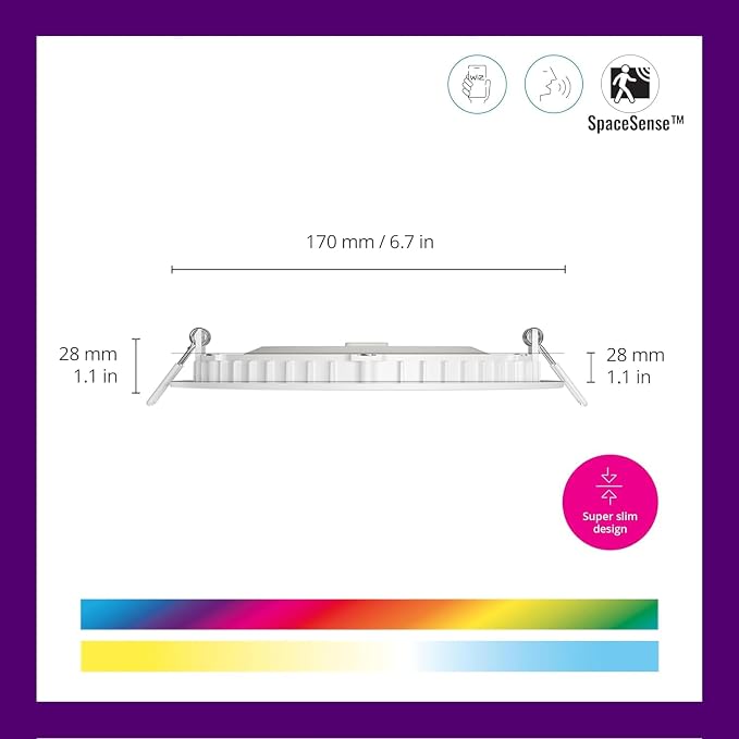 WiZ Connected Smart Retrofit Recessed Downlight, 1000 Lumens, 6 Inch Matter Compatible LED Color Changing Lights, Motion Recessed Lighting Fixture, Connects to Your Wi-Fi, Control with Voice or App