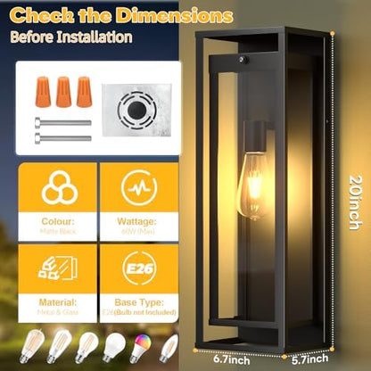 20in Dusk to Dawn Outdoor Lighting Extra Large Modern Waterproof Sconce