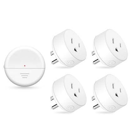 NineLeaf Wireless Motion Sensor Outlet, 15A/1500W, Adjustable Sensing Mode, 260FT Wireless Light Switch Transmitter, No Wiring, Long Time Delay, for Lights, Bathroom Fan, Garage(1Sensor 4Plugs)