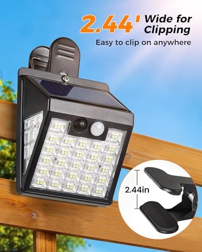 Clip On Solar Lights Outdoor, 72LED 600LM Motion Sensor Fence Lights