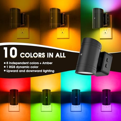 Briignite Night Lights Plug into Wall, 10-Color Changing RGB Night Light