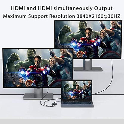 USB C Docking Station USB Type C to Dual Monitor HDMI Adapter 4K@60HZ for MacBook Pro 2020-2016,MacBook Air 2020-2018,Chromebook Pixel,LenovoYoga 720/730,Surface Book 2 etc