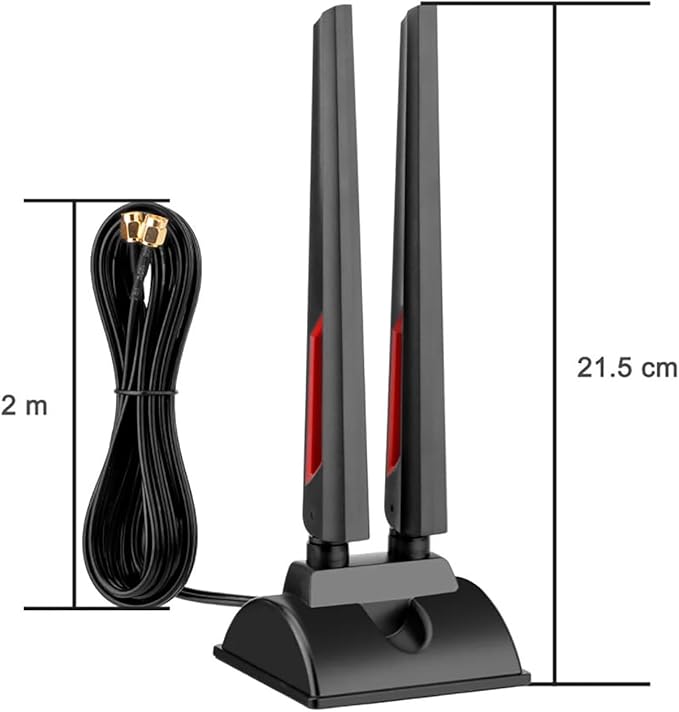 WiFi 6E Tri-Band Antenna 6GHz 5GHz 2.4GHz Gaming WiFi Antenna Magnetic Base with 6.5ft Extension Cable for PC Desktop Computer PCIe WiFi 6E Card Wireless Network Router Security Cameras