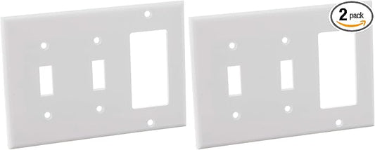 Leviton 80421-W 2-Toggle 1-Decora/GFCI Device Combination Wallplate (Pack of 2)