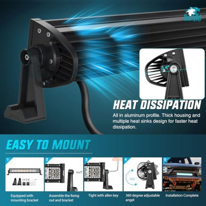 Nilight LED Light Bar 22" 120W RGB Halo Strip for Truck Pickup SUV