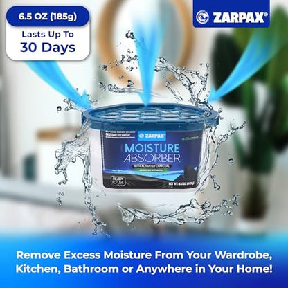 ZARPAX Moisture Absorber Activated Charcoal 6.5 oz - Set of 15