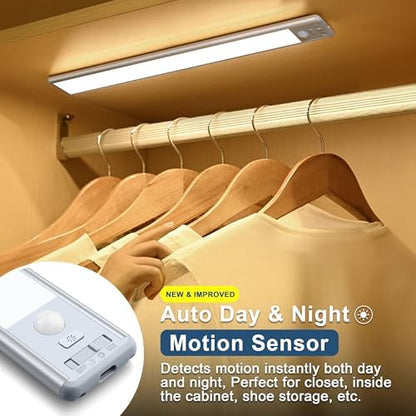Reoshine Under Cabinet Lighting, 40 LED Motion Sensor Light Indoor Rechargeable, 1800mAh Closet Lights Battery Operated for Kitchen Cabinets, Shelves, Walls (2 Pack)
