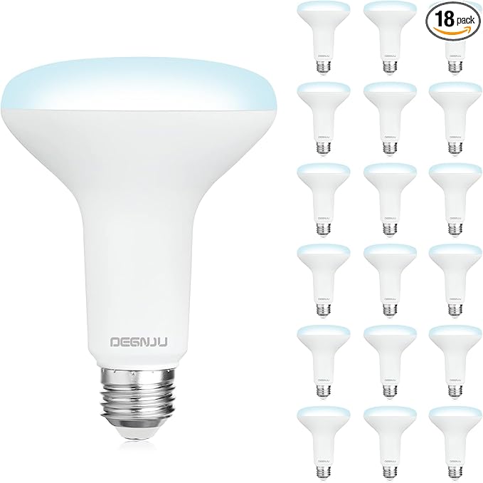 DEGNJU 18 Pack BR30 LED Recessed Light Bulb, Dimmable Indoor Flood Light Bulbs CRI80 7W Equivalent 65W 5000K Daylight 650 Lumens, 15000 Lifetime Hours E26 Base LED Can Light Bulb, Flicker-Free