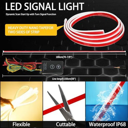 DREAMOTOR 71 Inch Car Hood Light Strip, White/Amber Car LED Hood Light