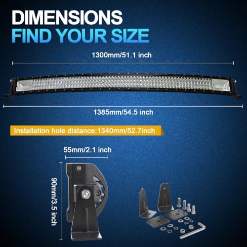 Willpower 52 Inch Curved LED Light Bar 675W Offroad Driving Light