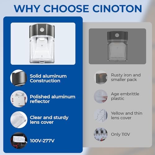 CINOTON 26W LED Wall Pack Light with Dusk to Dawn Sensor 5000k Bronze 4Pack