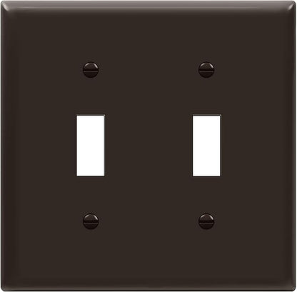 ENERLITES Double Toggle Switch Cover, Two Gang Light Switch Wall Plate, Standard Size 2-Gang 4.5" x 4.5", Unbreakable Polycarbonate Thermoplastic, UL Listed, 8812-BR, Brown