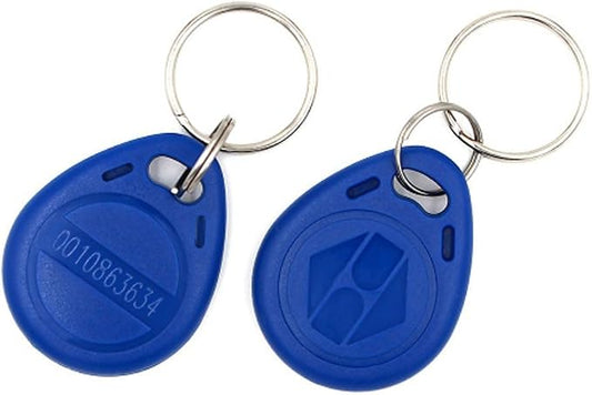 (Pack of 100) 125KHz RFID Access Control Keyfobs Proximity EM4100 TK4100 Keychains Smart ID Keycard for Door Electric Lock System NFC Token tag (Blue)