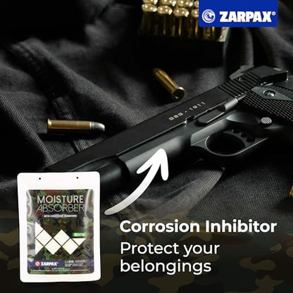 Zarpax Moisture Absorbers for Gun Safe 7.5 oz/212g - Dehumidifier Prevents Corrosion - Protects Gear - Desiccant Removes Excess Moisture - Set of 5