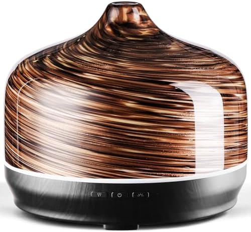 Porseme 500ml Glass Essential Oil Diffuser Aromatherapy Ultrasonic Cool Mist Humidifier 15-21 Running Hours Waterless Auto-Off Air Diffusers for Sleeping Yoga Working Spa(Dark Golden)