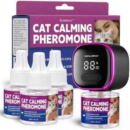 Timer Display Cat Calming Pheromone Diffuser, Daily Auto-On