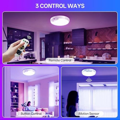 Homelist RGB Rechargeable Shower Motion Sensor Ceiling Light-2 Pack