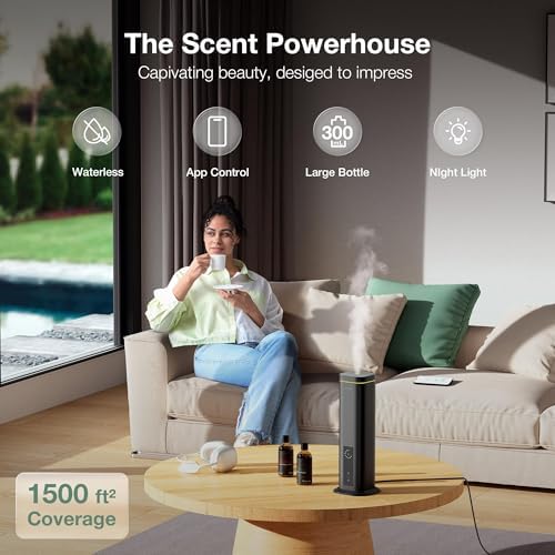 Airversa RDX Smart Waterless Essential Oil Diffuser for Large Room, Black