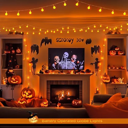JMEXSUSS 100 LED Globe Orange Halloween Lights Battery Operated