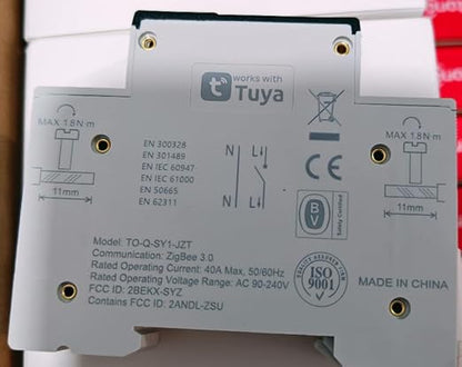 TONGOU ZigBee DIY Smart Switch 40A| DIN Rail Switch| 1P+N 90-240VAC| Real-time Power Monitoring| Remote Control and Set Timer for Home Automation| Support Tuya/Smart Life| Voice Control| FCC Certified