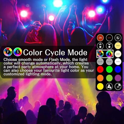 LED Color Changing Light Bulb with Remote Control, 60W Equivalent RGB Bulbs, 8W Dimmable E26 A19 2700K-6000K Warm White Indoor/Outdoor Colored Light Bulbs for Bedroom, Living Room, 4-Pack
