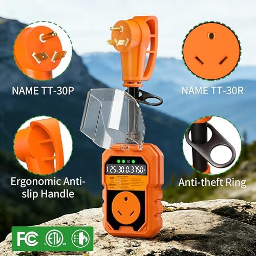 30 Amp RV Surge Protector 26000J Overload Auto Shutoff & Manual Reset