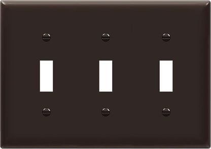 ENERLITES Triple Light Wall, Toggle Switch Plate, Gloss Finish, 3-Gang Standard Size 4.50" x 6.38", Unbreakable Polycarbonate Thermoplastic, UL Listed, 8813-BR, Brown