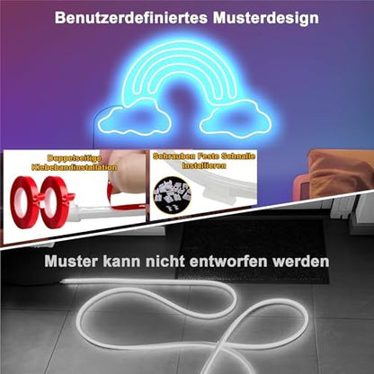 Cozylady RGB Neon Light LED Rope Light,Waterproof Bluetooth APP Remote Control Music Sync Strip Light,24V Flexible DIY Silicone Light for Bedroom Home Indoor Outdoor Decoration (100Ft/30M)