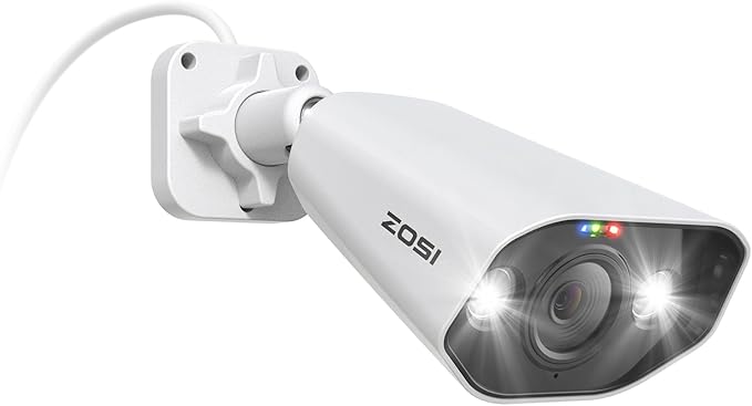 ZOSI 4K PoE Add-on Camera,Person Vehicle Detection,Two Way Audio,Color Night Vision,Light&Sound Alerts,8MP Weatherproof Outdoor Indoor Home Security Bullet IP Cam,Only Compatible 4K POE NVR
