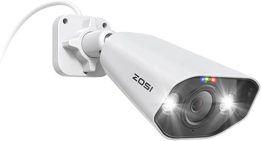 ZOSI 4K PoE Add-on Camera,Person Vehicle Detection,Two Way Audio,Color Night Vision,Light&Sound Alerts,8MP Weatherproof Outdoor Indoor Home Security Bullet IP Cam,Only Compatible 4K POE NVR