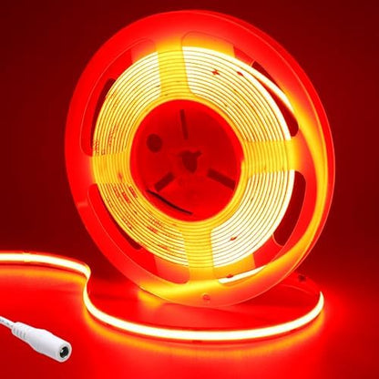 24V COB LED Strip Light Red 5M/16.4ft 2400LEDs IP20 Not Waterproof