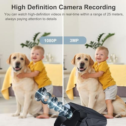 ZHENHAN 1440P HD Mini WiFi Security Camera – Indoor Wireless Rechargeable Pet/Home/Office Surveillance with Motion Detection, Night Vision, 100-Day Battery, Cloud/SD Storage & App Control (Black)