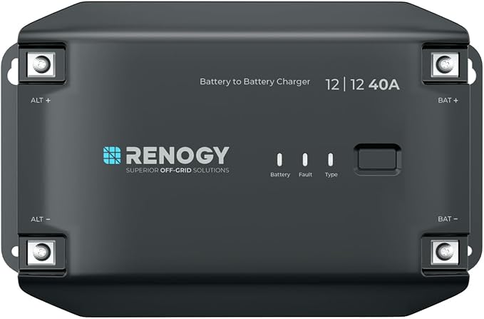 Renogy 40A DC-DC Battery Charger 12V Multi-Stage for Lithium/AGM/Gel