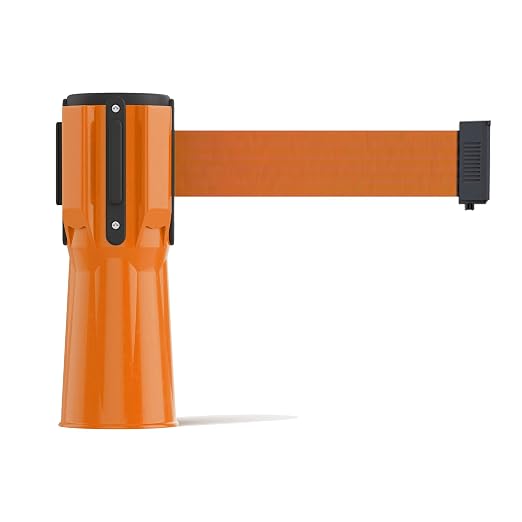 Trafford Industrial 11 Ft. Cone-Mounted Retractable Belt Barrier Orange Case with Orange Belt