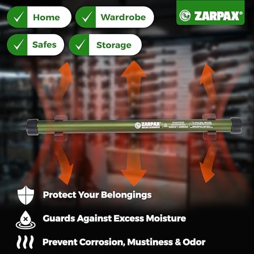 ZARPAX Gun Safe Dehumidifier Rod 12" Electric Plug In Dehumidifier