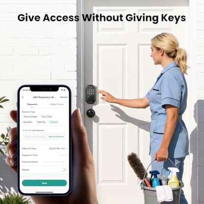 GHome Smart Fingerprint Door Lock for Front Door, Keyless Entry Deadbolt with Keypad, App Control, Auto Lock, Easy Install Digital Smart Lock for Family Homes, Garage Entry & Apartments