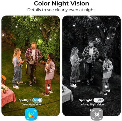 Security Cameras Wireless Outdoor 2K WiFi Wireless Camera Battery Powered for Home Security Indoor,AI Motion Detection,Color Night Vision,Spotlight,Siren Alarm