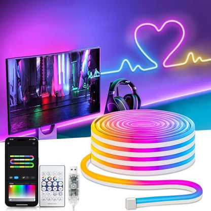 16.4Ft Smart Neon Rope Lights USB, LED Rope Lights IC & RGB Color Changing