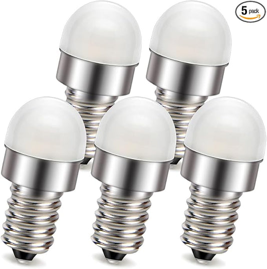 Ruiandsion E12 LED Bulb 110V 220V White 3030 8SMD Chipsets No Stroboscopic Eye Protection E12 Screw Base for Atmosphere Spot Camping Light Pack of 5