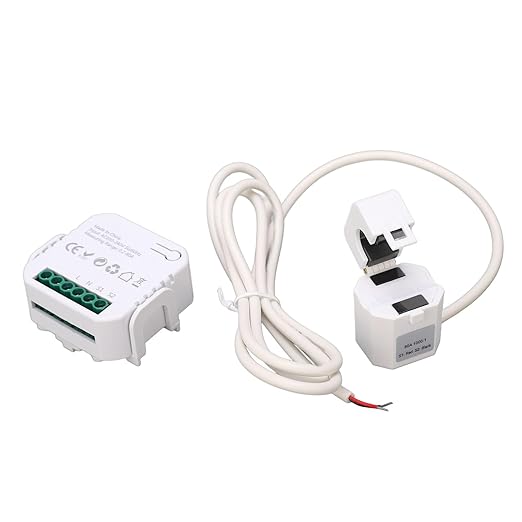 Fafeicy Smart Electricity Meter with Clamp, WiFi Power Consumption Monitor, Energy Management, Remote Control, Overload Protection, White