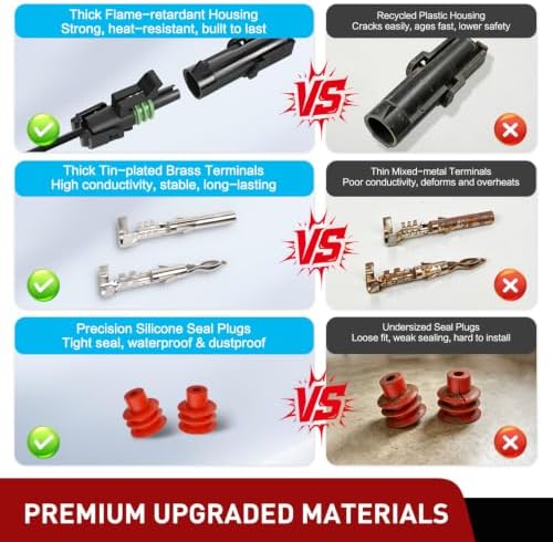 Nilight 60PCS 10 Kits 1 Pin Waterproof Automotive Electrical Connector Kit