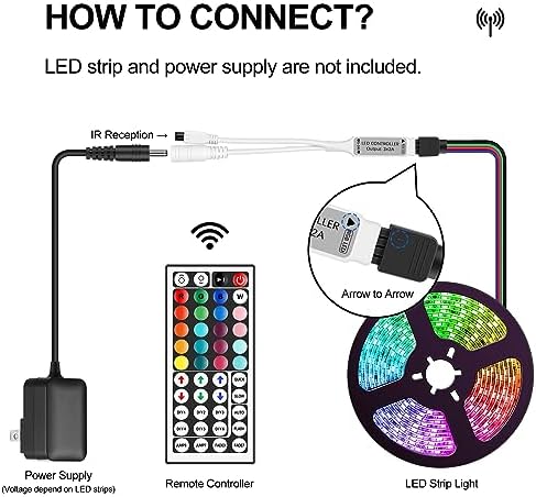 44 Key RGB LED Strip Light Remote Controller, IR Wireless LED Controller