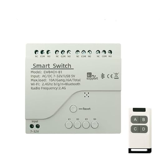 4 Channel USB 5V DC 7-32V Smart WiFi Bluetooth Wireless Relay Switch Module,eWelink app WiFi Remote Control Lights Garage Door,Compatible with Alexa,Google Assistant