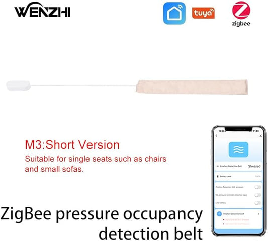 Zigbee Pressure Senor Occupancy/Presence Detector Stress Belt Hidden in Bed/Sofa Battery Powered Tuya Smart Life Home Automation M3
